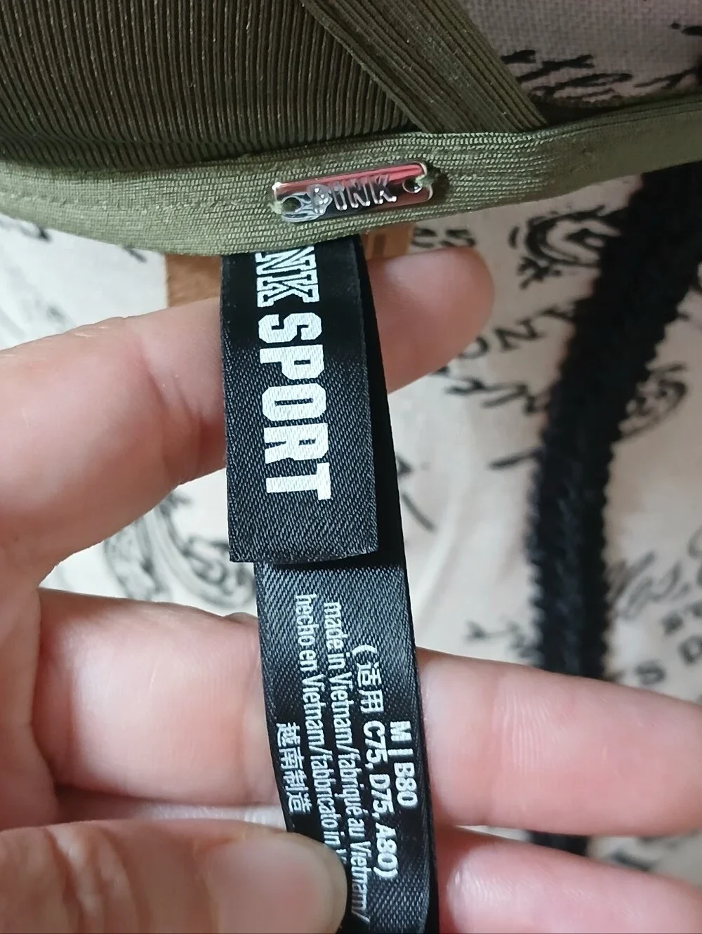 PINK Victoria's Secret Olive Green Wireless Triangle Bralette